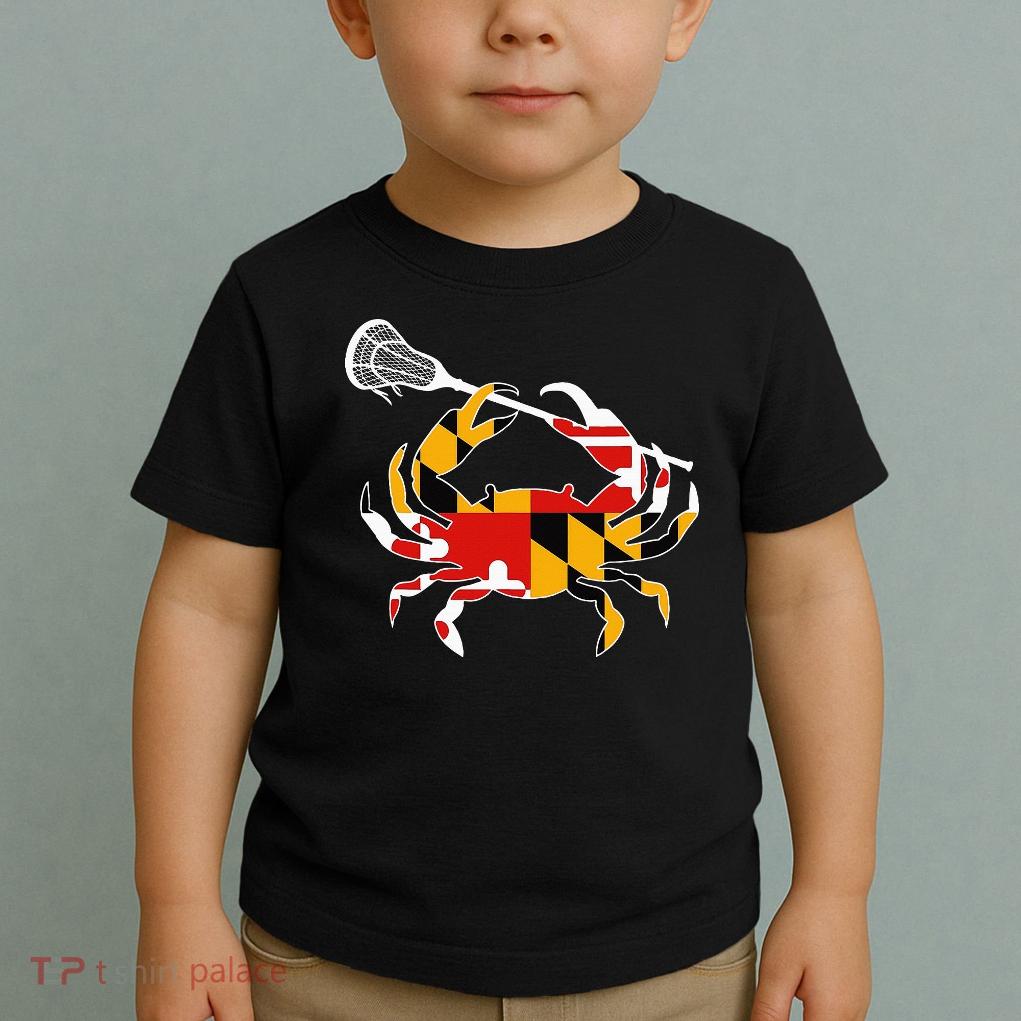 Maryland State Flag Crab Lacrosse Complete Stick Toddler T-Shirt