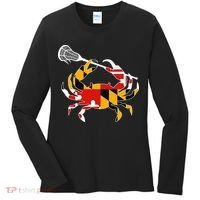 Maryland State Flag Crab Lacrosse Complete Stick Women's Long Sleeve Shirt thumb 0