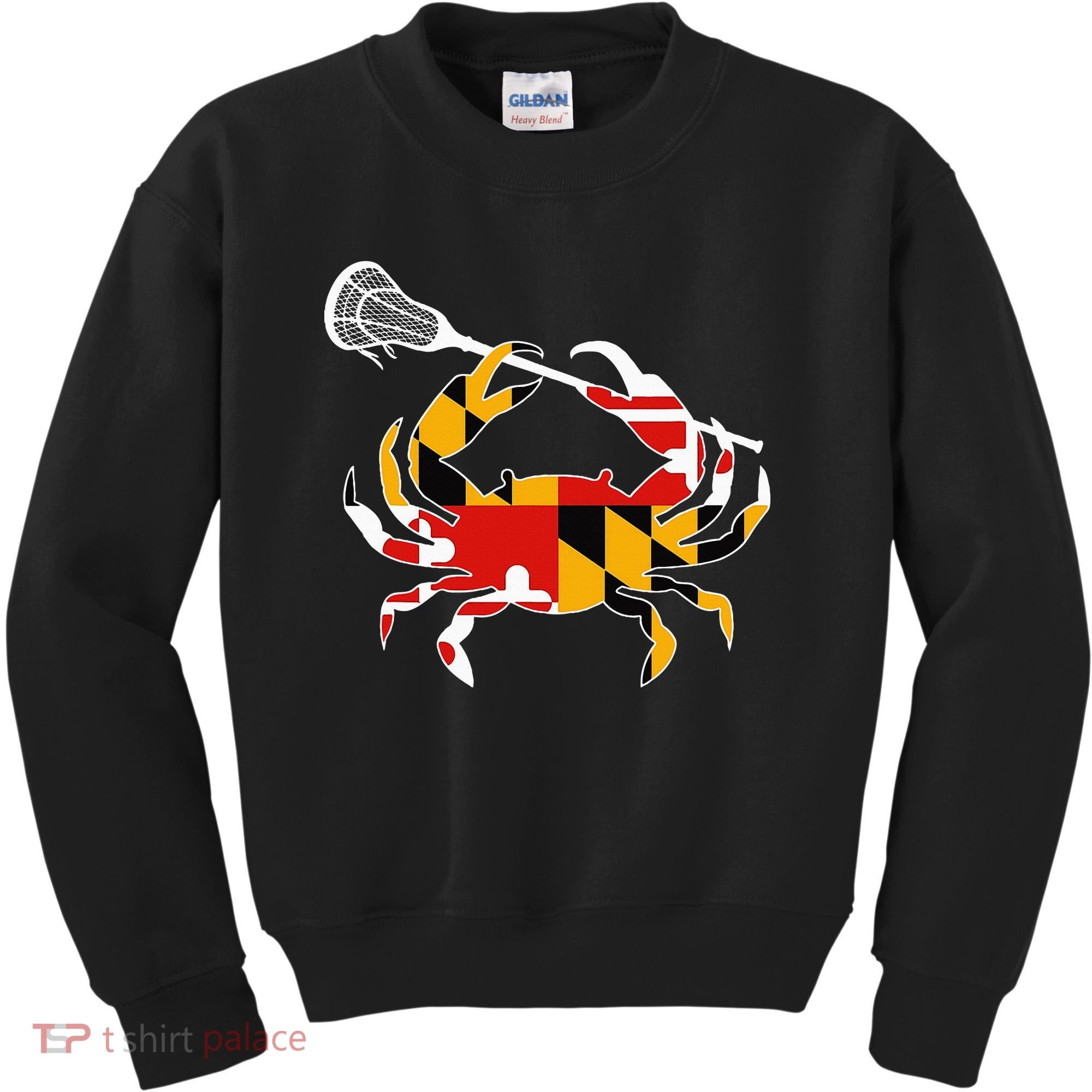 Maryland State Flag Crab Lacrosse Complete Stick Kids Sweatshirt