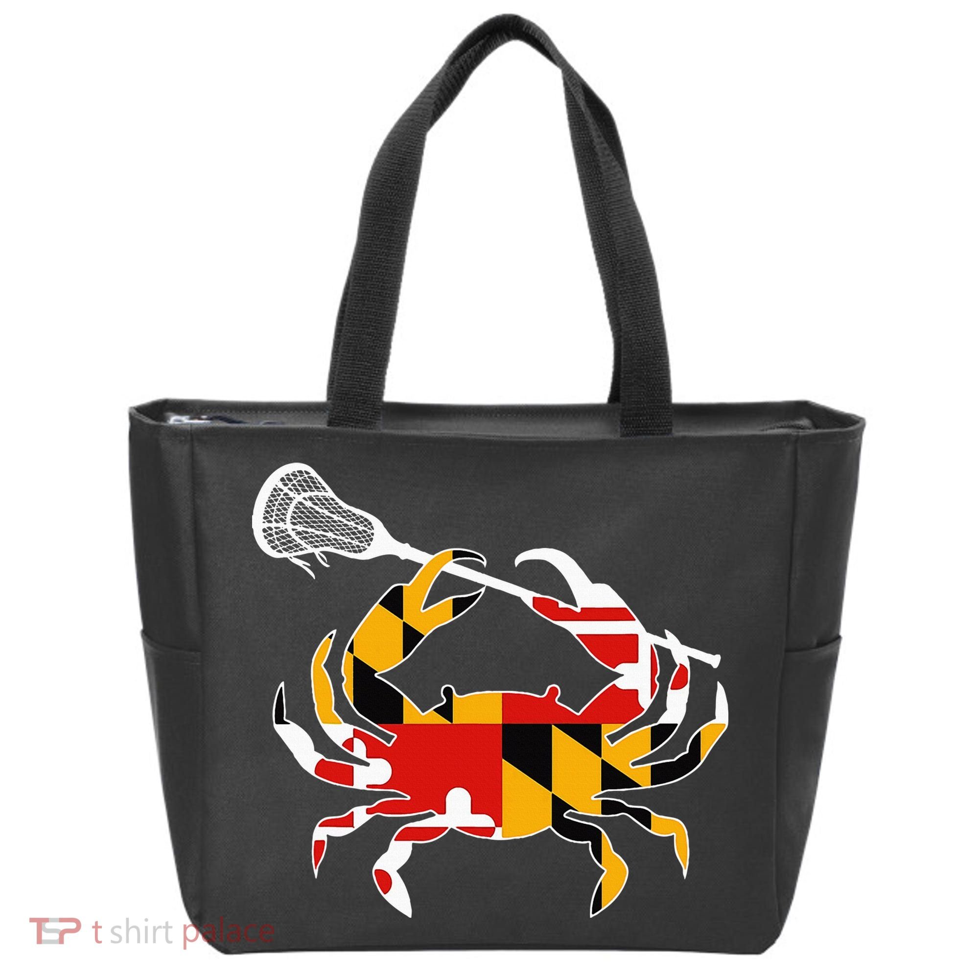Maryland State Flag Crab Lacrosse Complete Stick Tote Bag