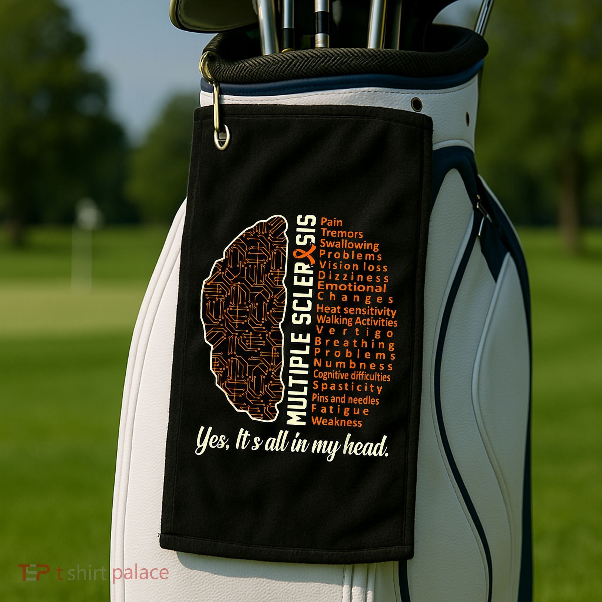Multiple Sclerosis Facts MS Awareness Support Graphic Golf Towel