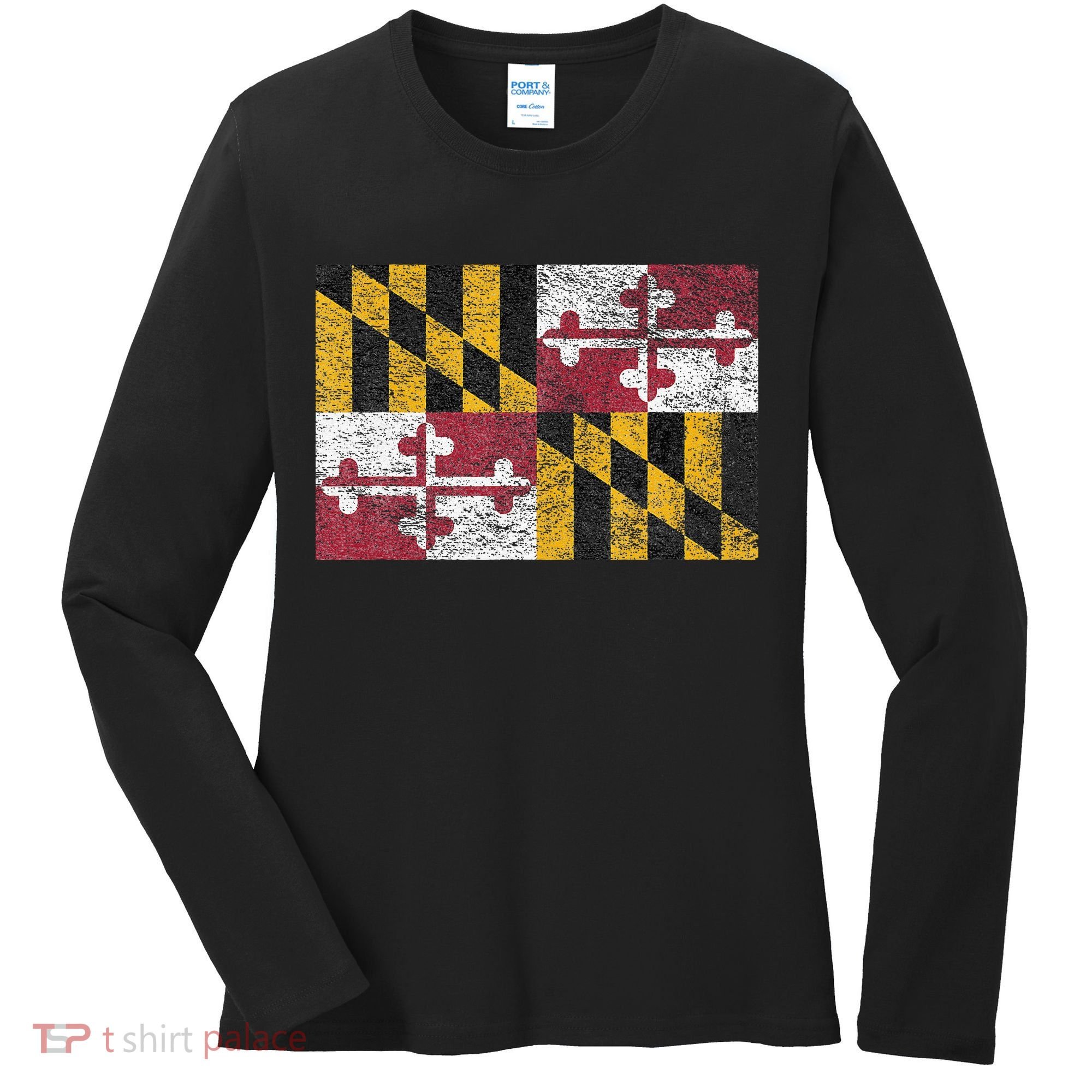 MARYLAND STATE FLAG ANNAPOLIS BALTIMORE CHESAPEAKE BAY Women's Long Sleeve Shirt
