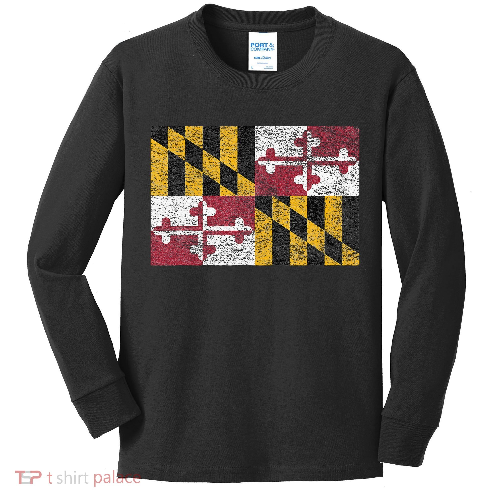 MARYLAND STATE FLAG ANNAPOLIS BALTIMORE CHESAPEAKE BAY Kids Long Sleeve Shirt