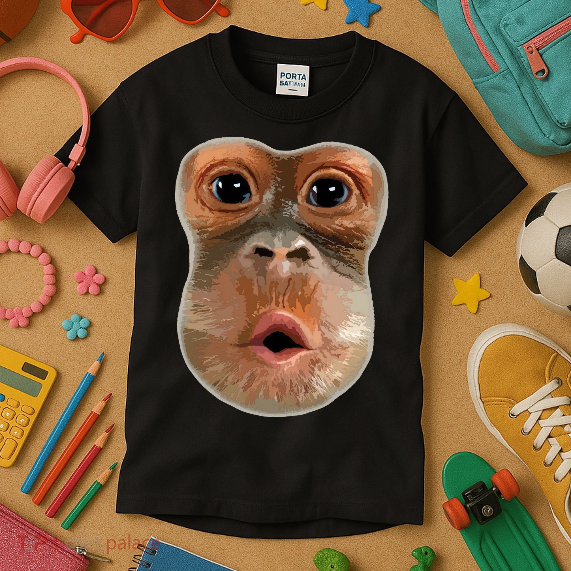 Monkey Stomach Funny Meme Cool Trending Viral Video Kids T-Shirt