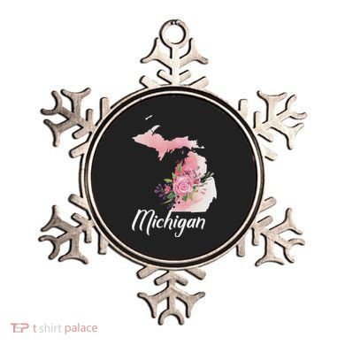 Michigan S.T.A.T.E Floral Watercolor Map Funny Cute Gift. Ornament