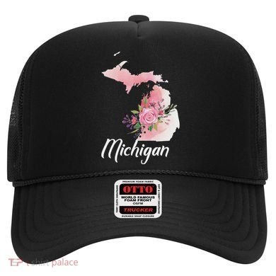Michigan S.T.A.T.E Floral Watercolor Map Funny Cute Gift. Hat