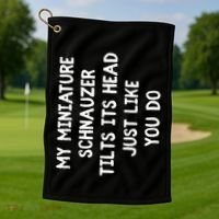 Miniature Schnauzer Funny Dog Lover Gift Cute Great Gift Golf Towel thumb 1