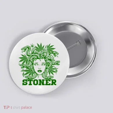 Medusa Stoner Funny Marijuana Button