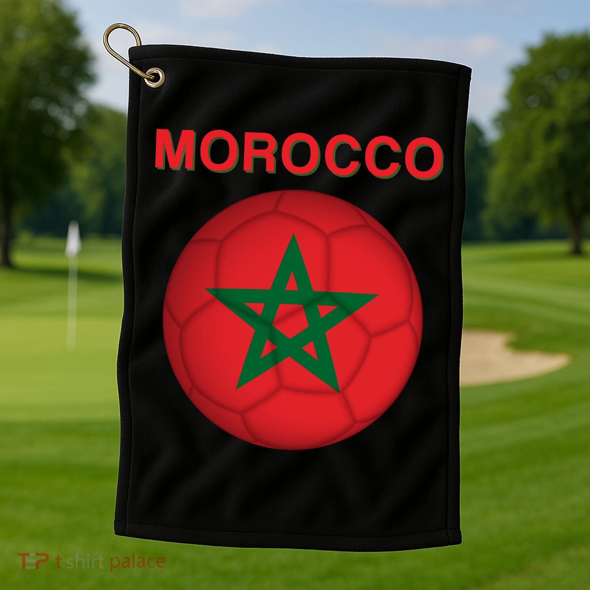 Morocco Soccer Football Moroccan Flag Gift Golf Towel