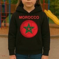 Morocco Soccer Football Moroccan Flag Gift Kids Hoodie thumb 3