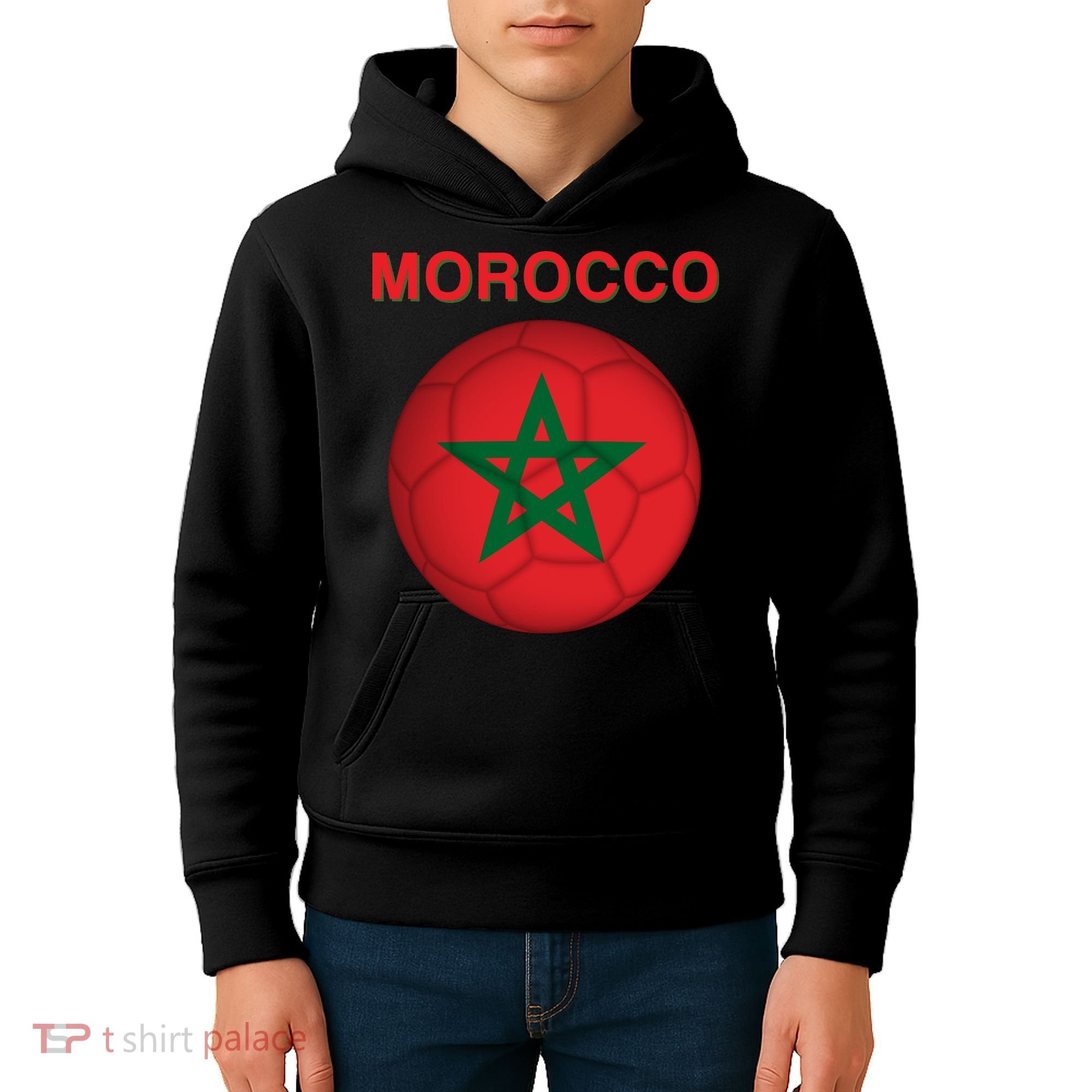 Morocco Soccer Football Moroccan Flag Gift Kids Hoodie