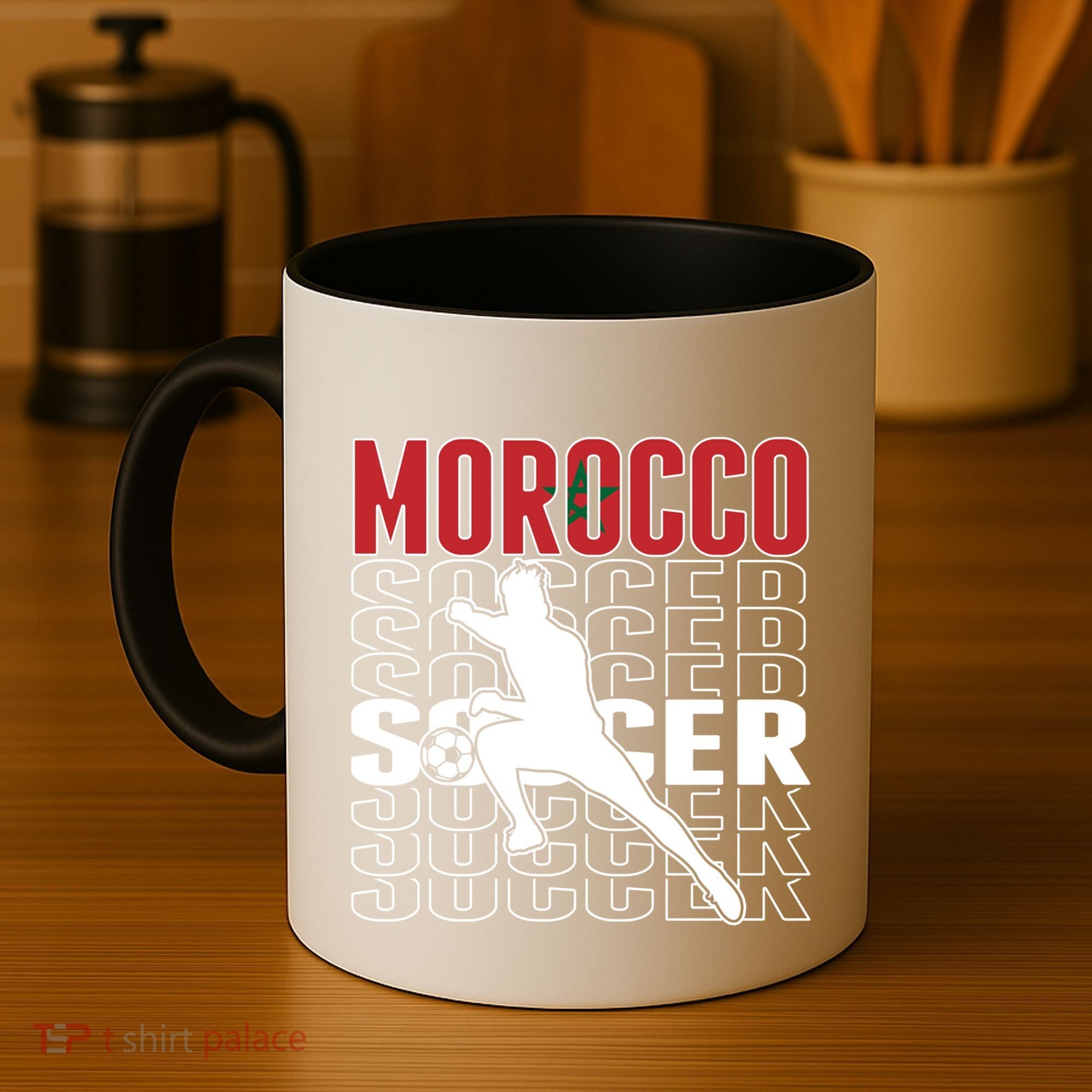 Morocco Soccer Fans Jersey Cool Gift Moroccan Flag Football Lovers Meaningful Gi Coffee Mug