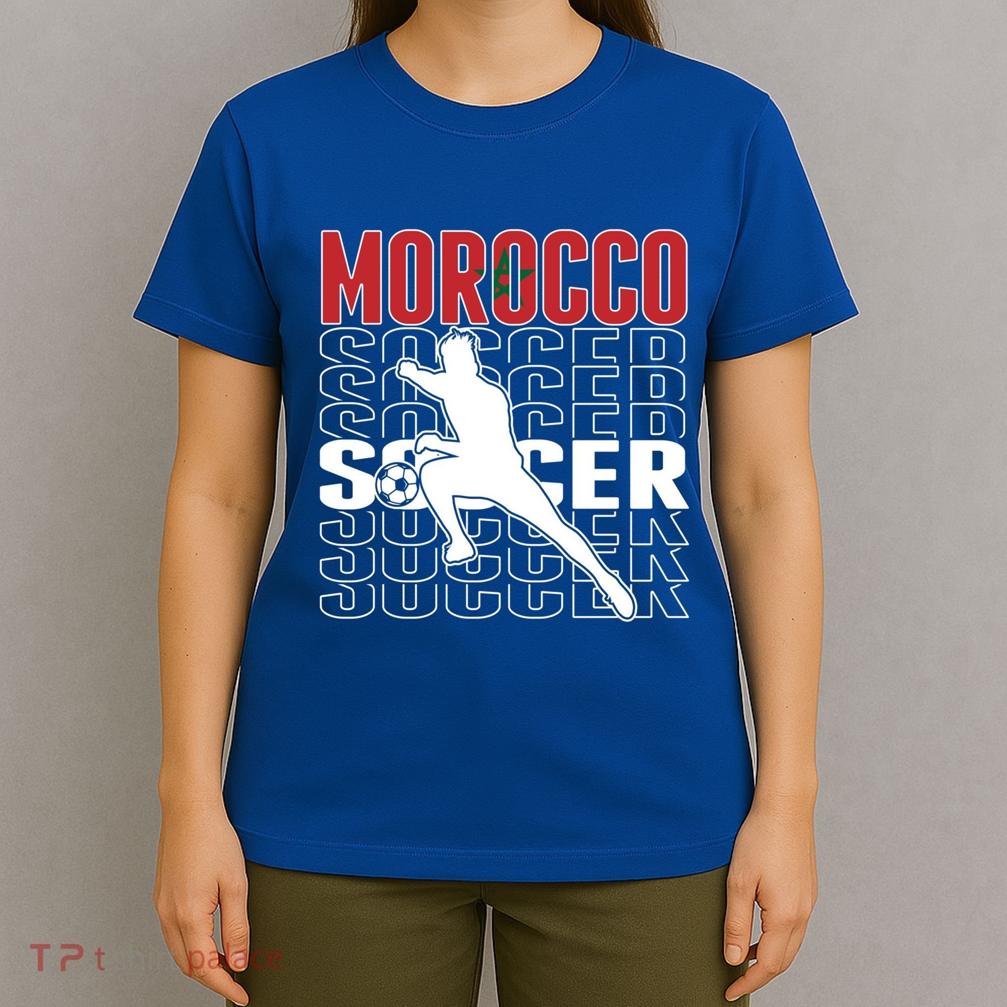 Morocco Soccer Fans Jersey Cool Gift Moroccan Flag Football Lovers Meaningful Gi T-Shirt
