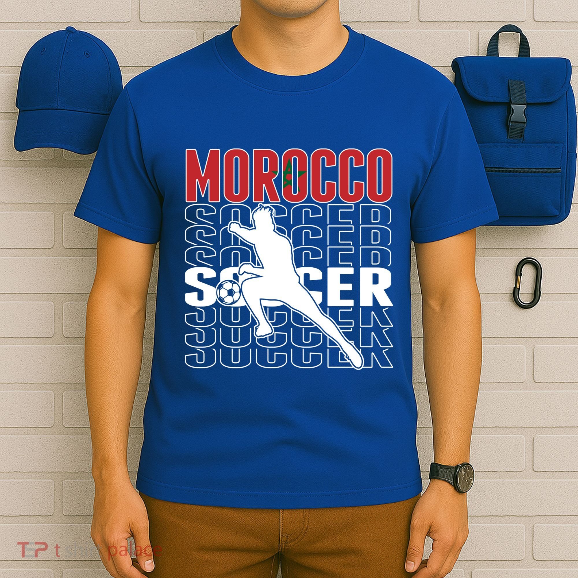 Morocco Soccer Fans Jersey Cool Gift Moroccan Flag Football Lovers Meaningful Gi T-Shirt