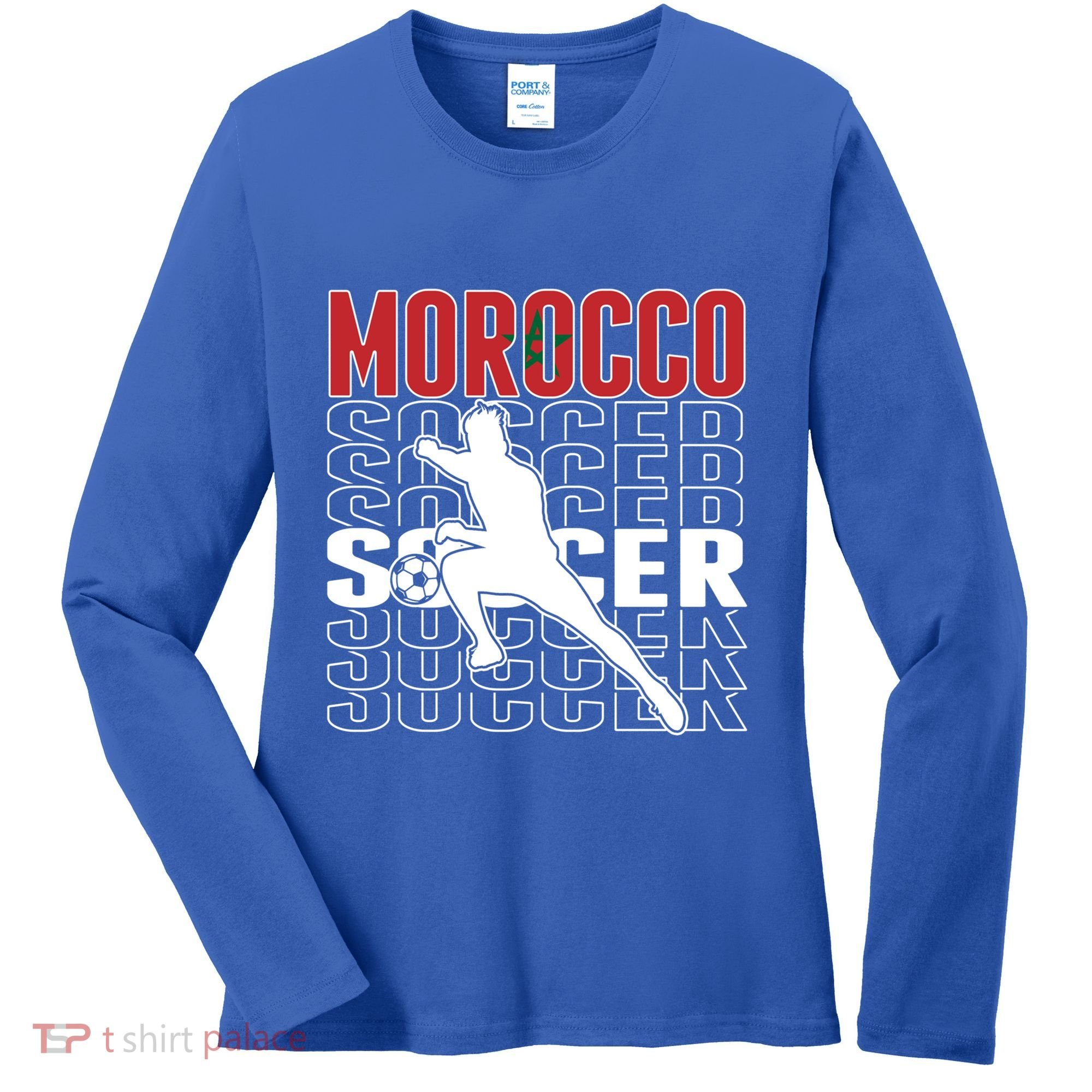 Morocco Soccer Fans Jersey Cool Gift Moroccan Flag Football Lovers Meaningful Gi Women's Long Sleeve Shirt