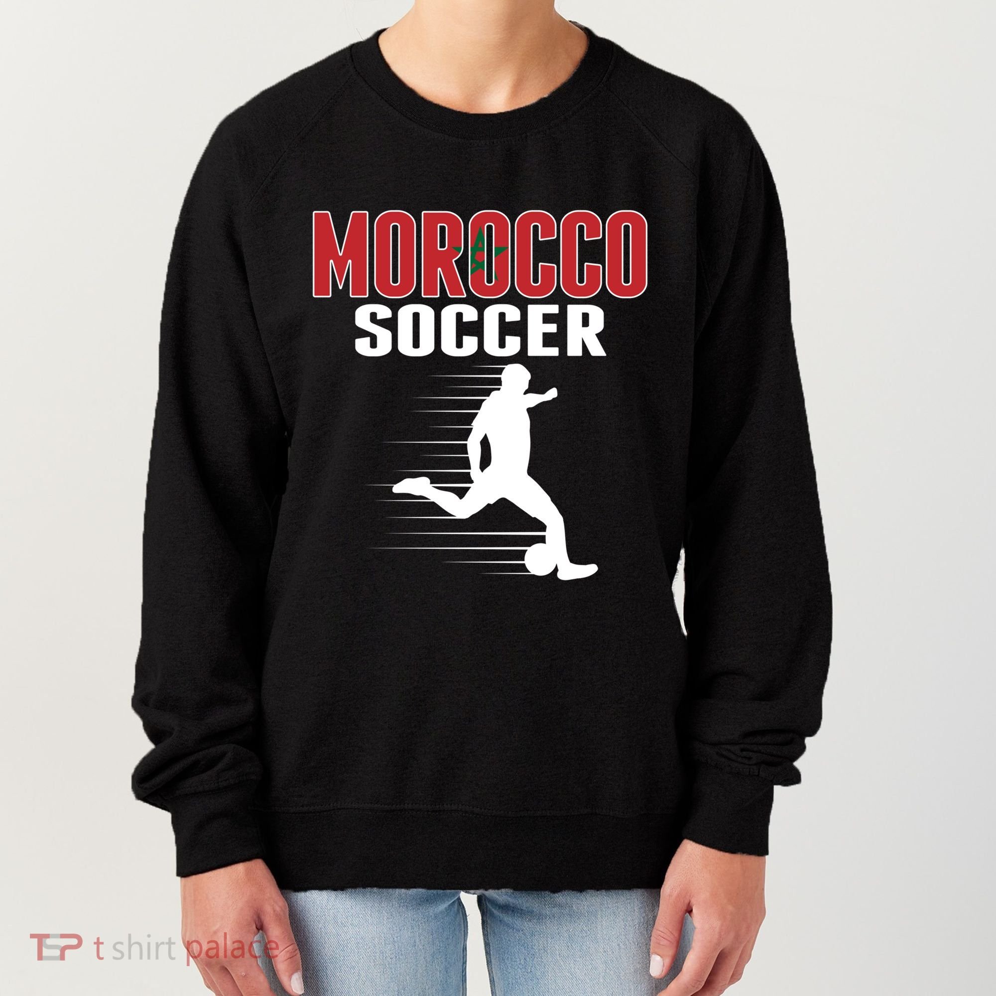 Morocco Soccer Fans Jersey Gift Moroccan Flag Football Lovers Gift Women's Sweatshirt