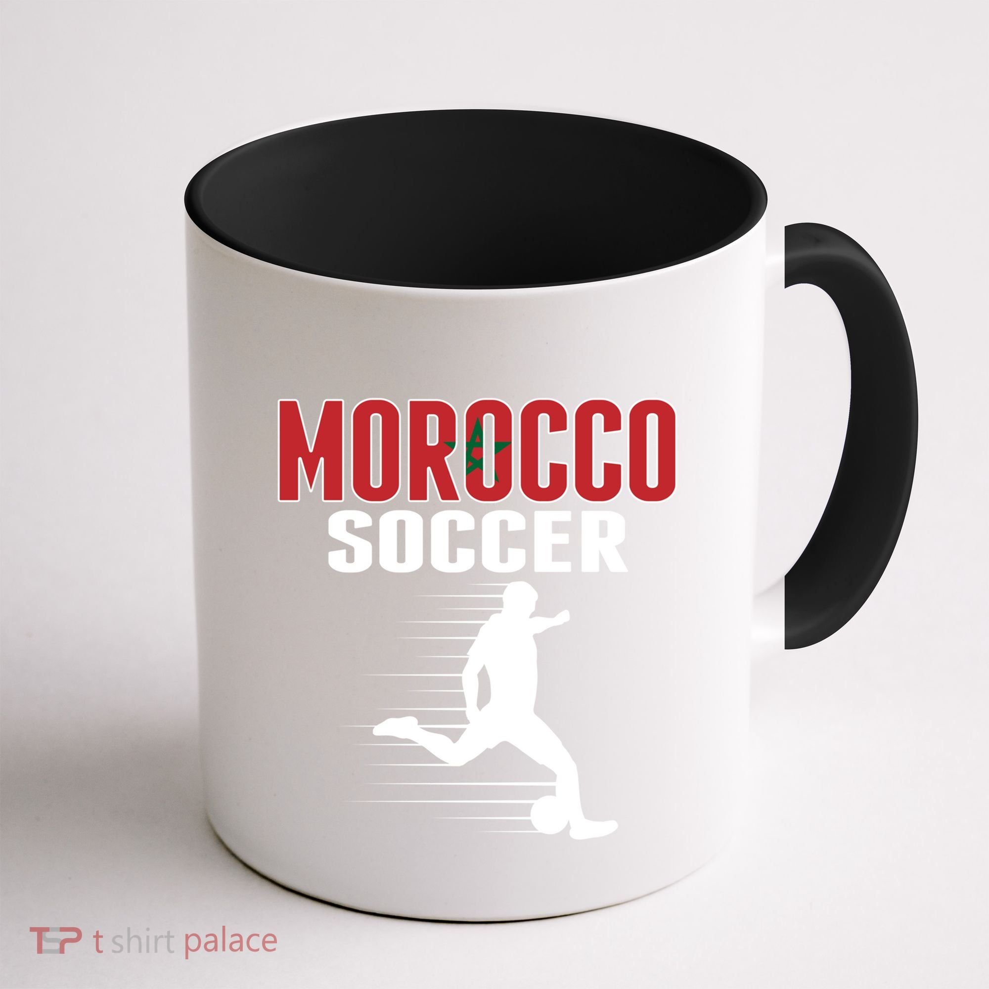 Morocco Soccer Fans Jersey Gift Moroccan Flag Football Lovers Gift Coffee Mug