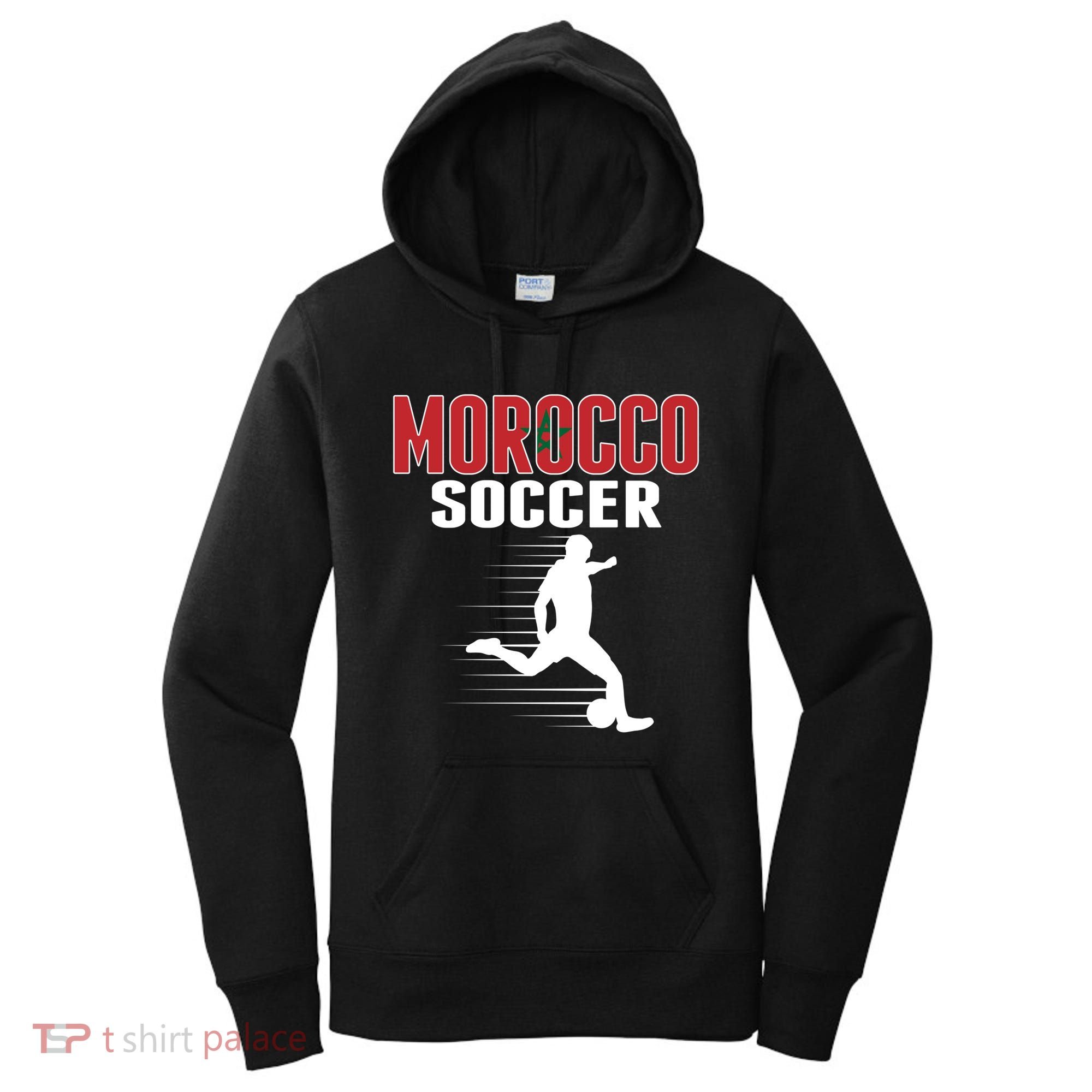 Morocco Soccer Fans Jersey Gift Moroccan Flag Football Lovers Gift Women's Hoodie