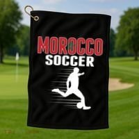 Morocco Soccer Fans Jersey Gift Moroccan Flag Football Lovers Gift Golf Towel thumb 1