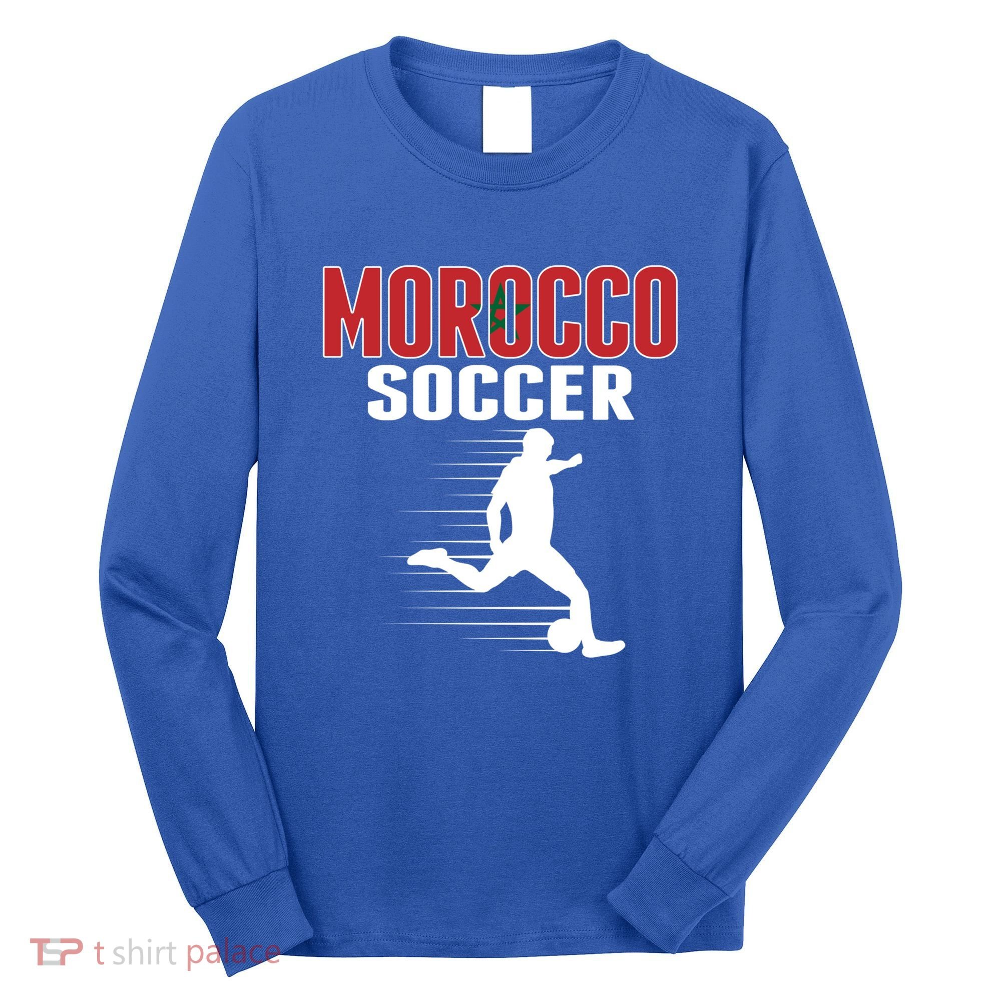 Morocco Soccer Fans Jersey Gift Moroccan Flag Football Lovers Gift Long Sleeve Shirt