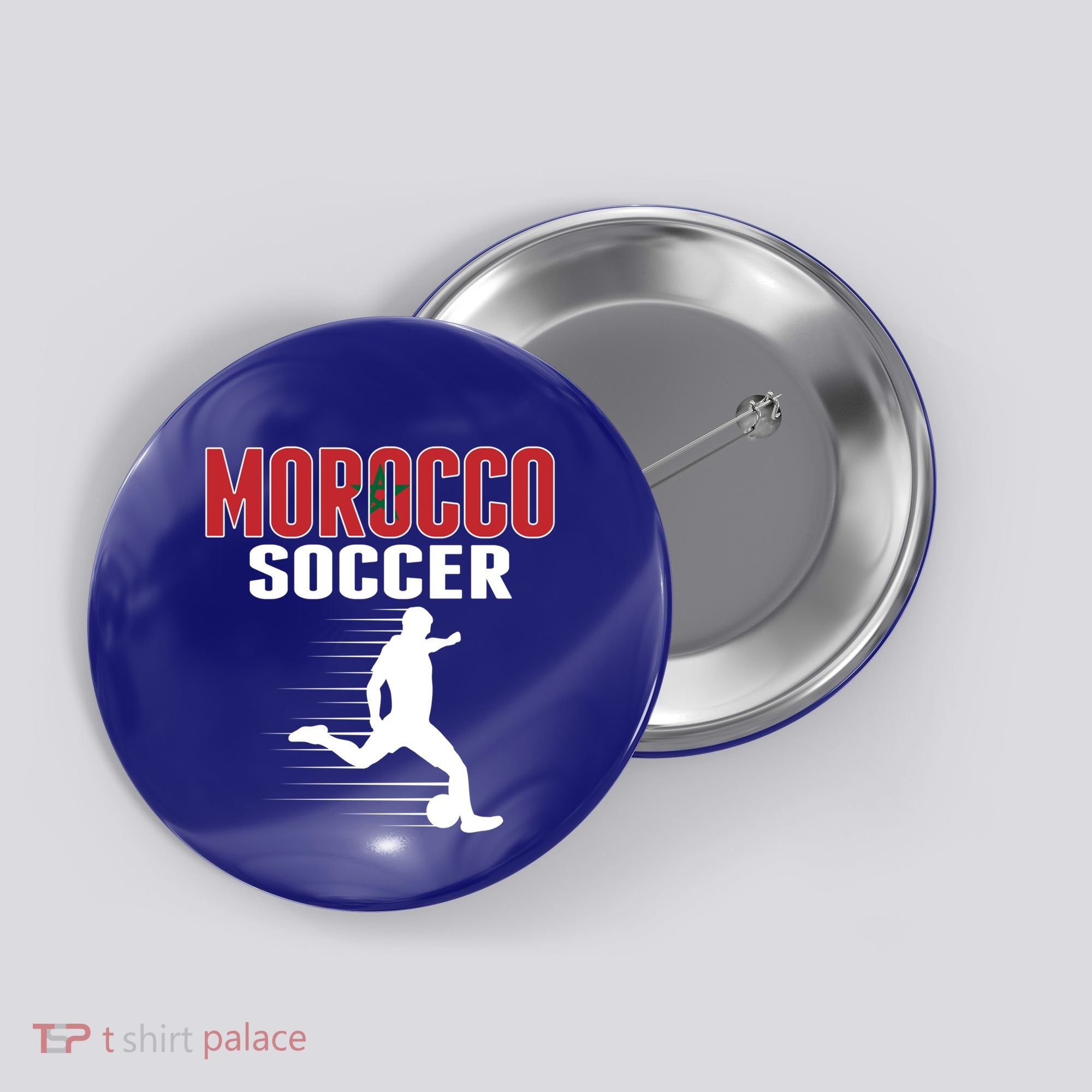 Morocco Soccer Fans Jersey Gift Moroccan Flag Football Lovers Gift Button