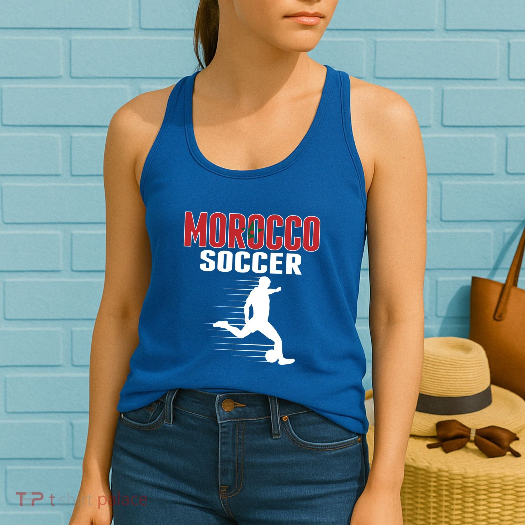 Morocco Soccer Fans Jersey Gift Moroccan Flag Football Lovers Gift Women's Tank Top