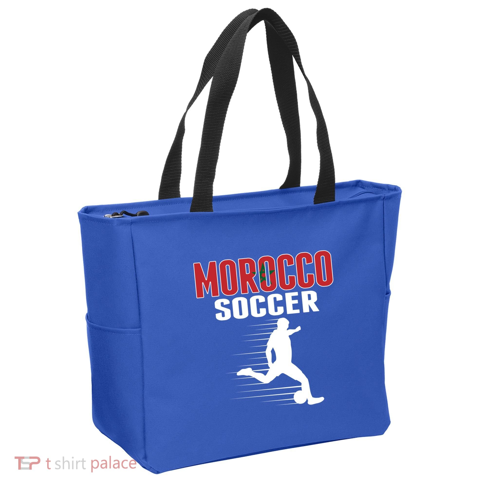 Morocco Soccer Fans Jersey Gift Moroccan Flag Football Lovers Gift Tote Bag