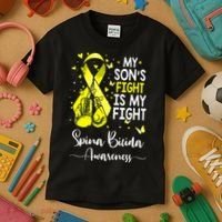 My Son's Fight Is My Fight Spina Bifida Awareness Kids T-Shirt thumb 3