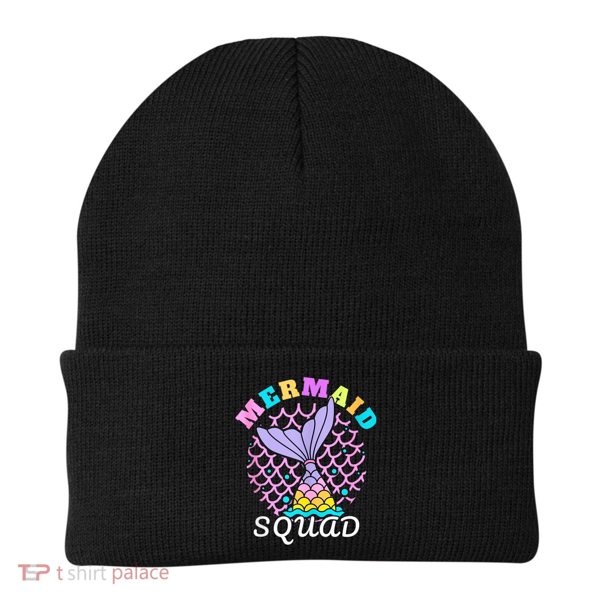 Mermaid Squad Funny Birthday Party Womens Family Beanie