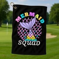 Mermaid Squad Funny Birthday Party Womens Family Golf Towel thumb 1