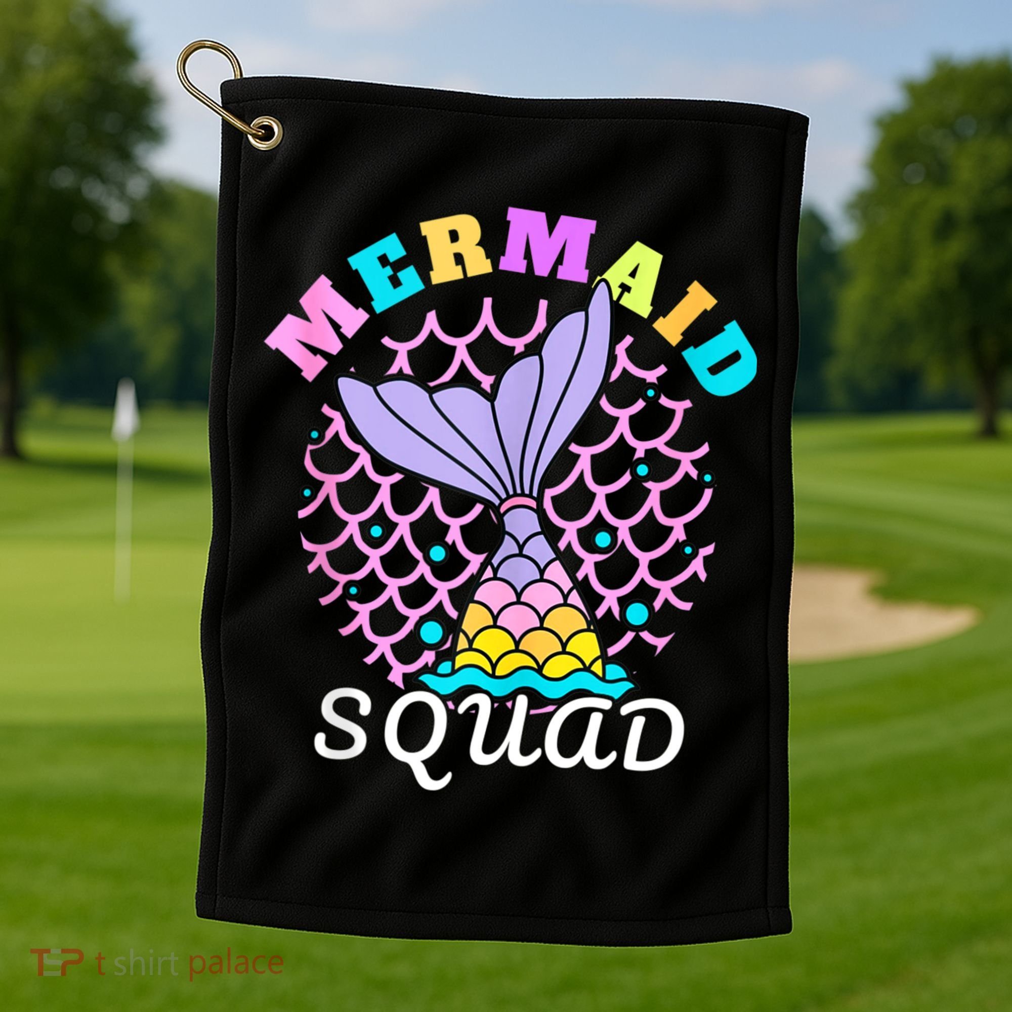 Mermaid Squad Funny Birthday Party Womens Family Golf Towel