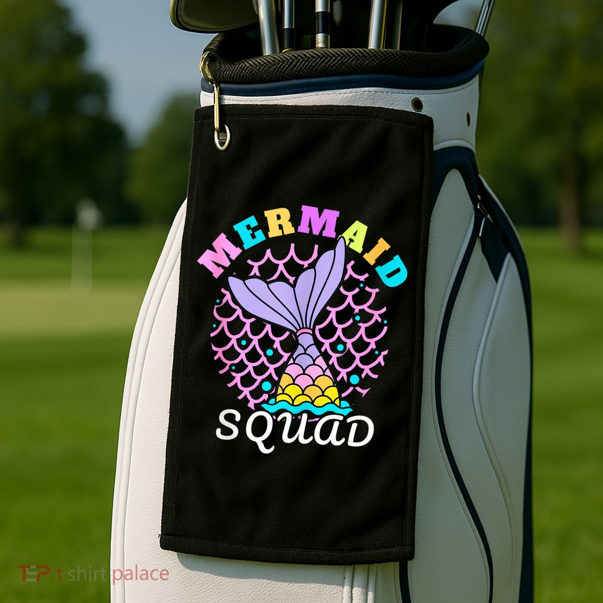 Mermaid Squad Funny Birthday Party Womens Family Golf Towel