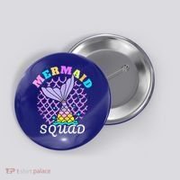 Mermaid Squad Funny Birthday Party Womens Family Button thumb 0