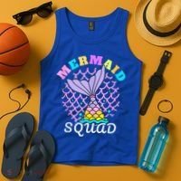 Mermaid Squad Funny Birthday Party Womens Family Tank Top thumb 4