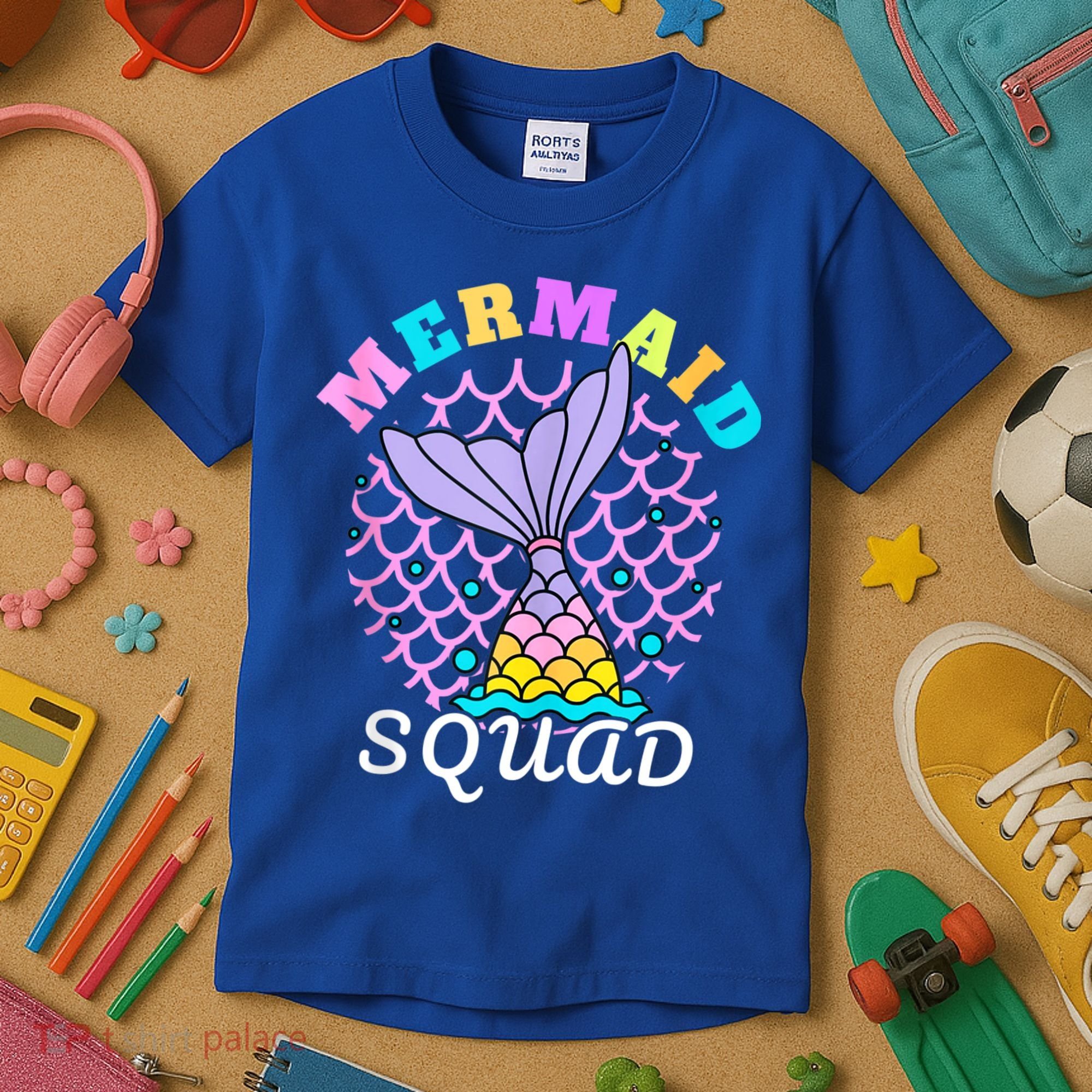 Mermaid Squad Funny Birthday Party Womens Family Kids T-Shirt