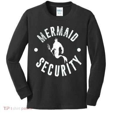 Mermaid Security Funny Swimming Costume Kids Long Sleeve Shirt