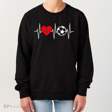 Morocco Soccer Gift Funny Soccer Heartbeat Moroccan Gift Women's Sweatshirt
