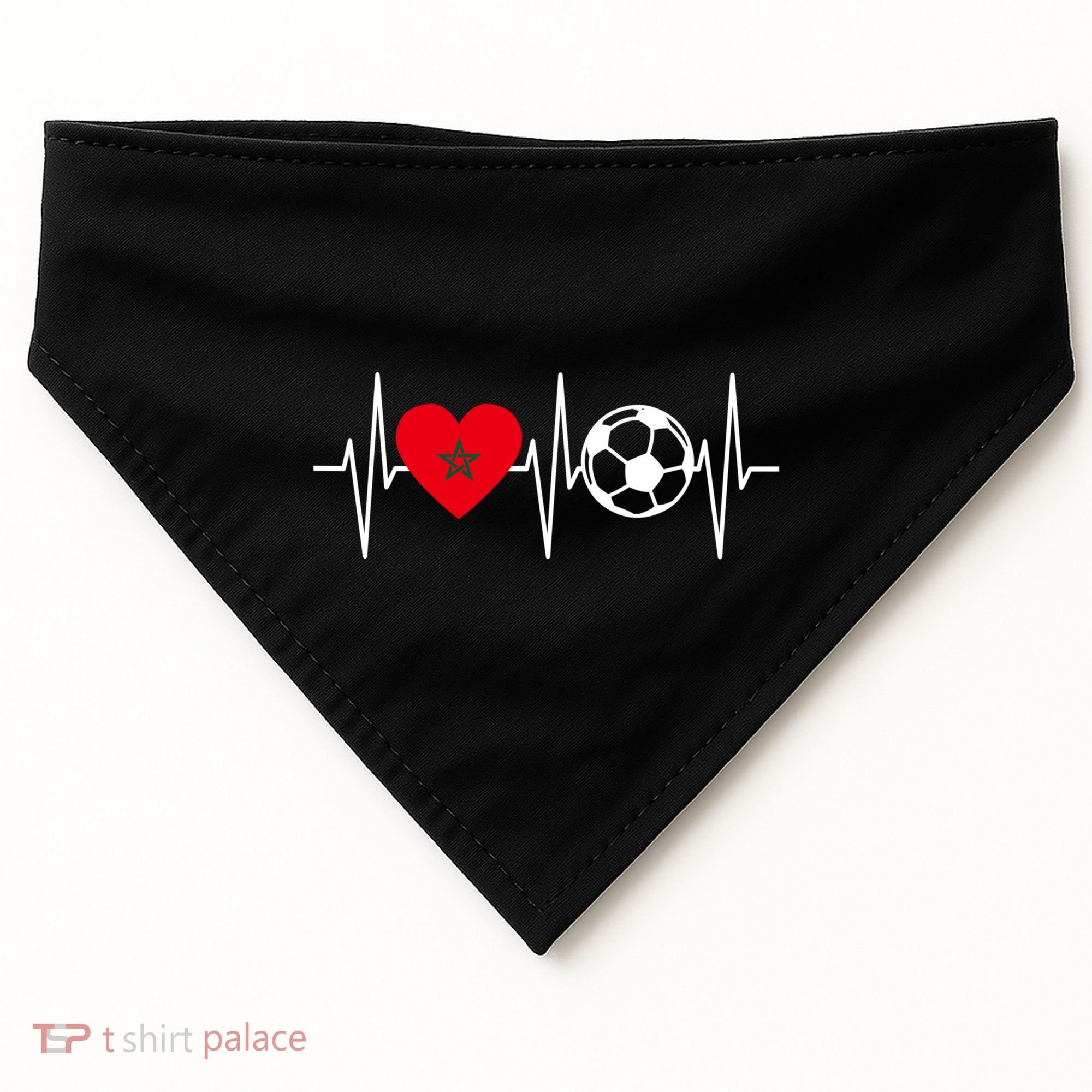 Morocco Soccer Gift Funny Soccer Heartbeat Moroccan Gift USA-Made Doggie Bandana