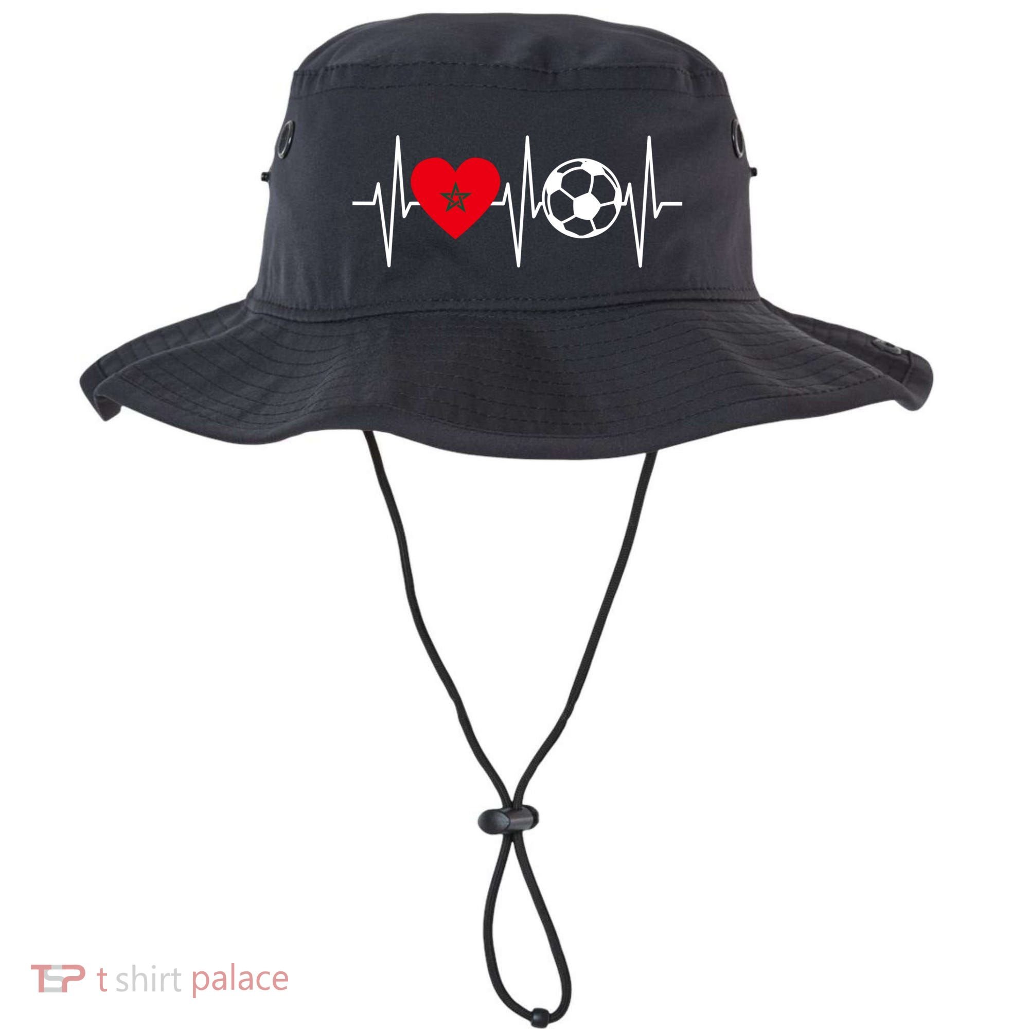 Morocco Soccer Gift Funny Soccer Heartbeat Moroccan Gift Bucket Hat