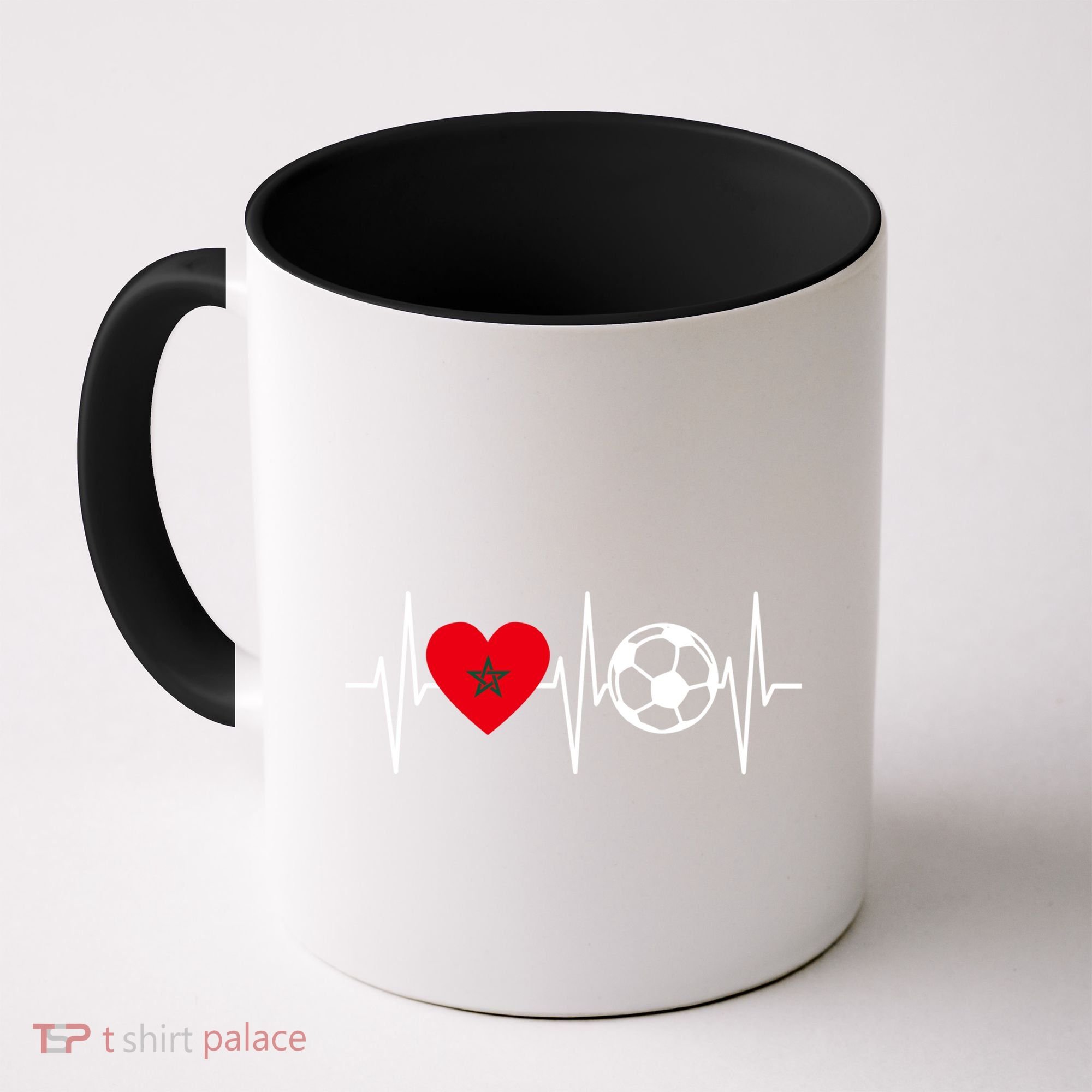 Morocco Soccer Gift Funny Soccer Heartbeat Moroccan Gift Coffee Mug
