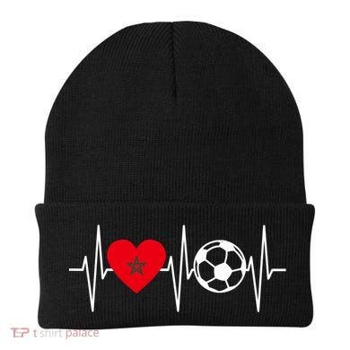 Morocco Soccer Gift Funny Soccer Heartbeat Moroccan Gift Beanie