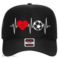 Morocco Soccer Gift Funny Soccer Heartbeat Moroccan Gift Hat thumb 0