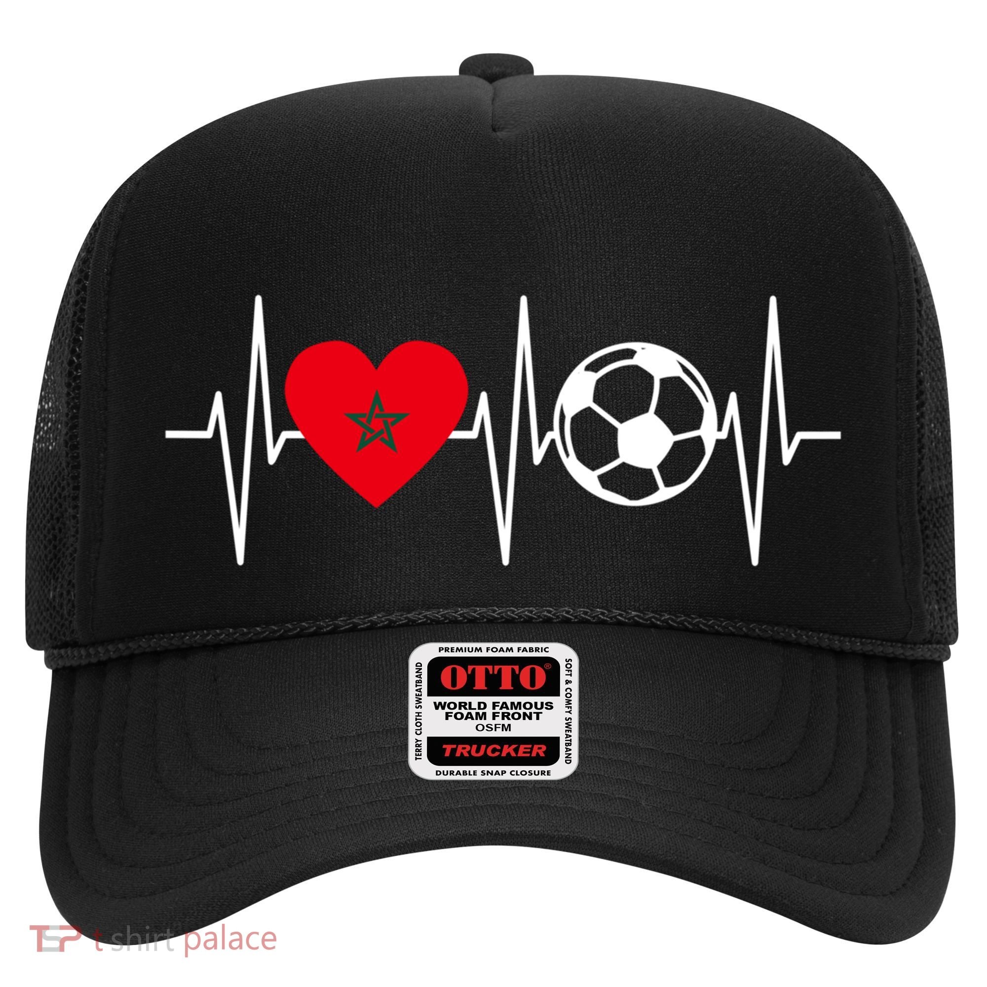 Morocco Soccer Gift Funny Soccer Heartbeat Moroccan Gift Hat
