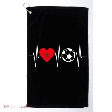 Morocco Soccer Gift Funny Soccer Heartbeat Moroccan Gift Golf Towel