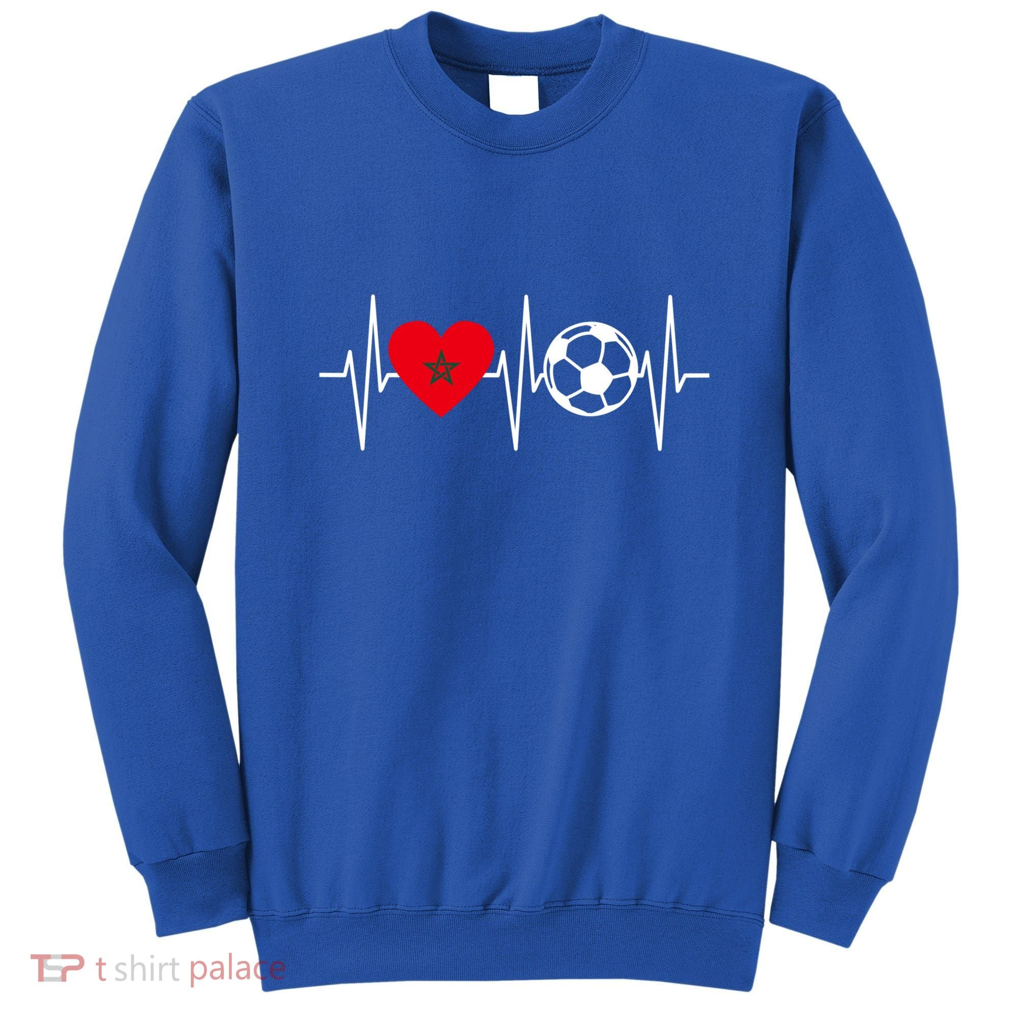 Morocco Soccer Gift Funny Soccer Heartbeat Moroccan Gift Sweatshirt