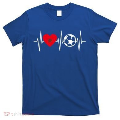 Morocco Soccer Gift Funny Soccer Heartbeat Moroccan Gift T-Shirt