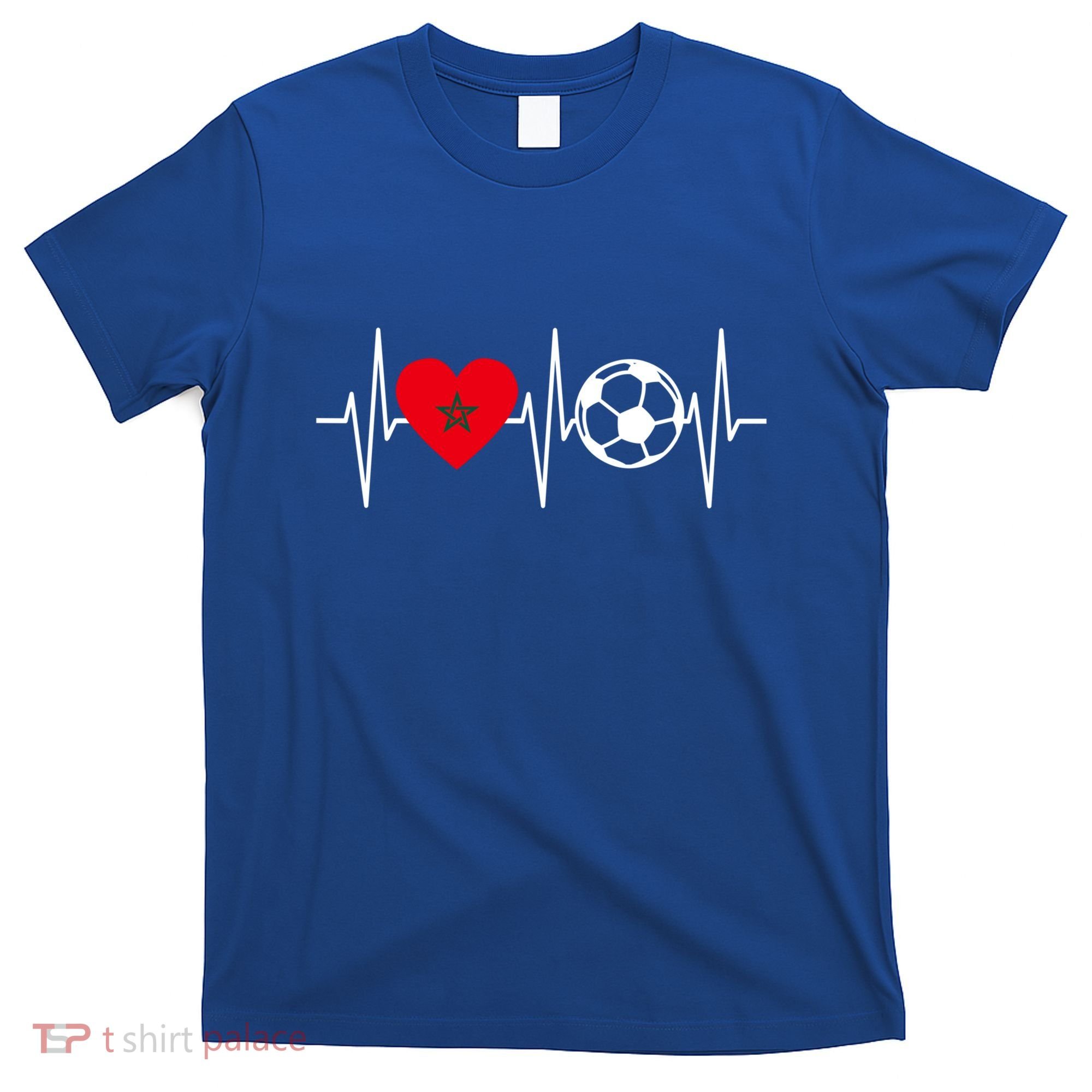 Morocco Soccer Gift Funny Soccer Heartbeat Moroccan Gift T-Shirt