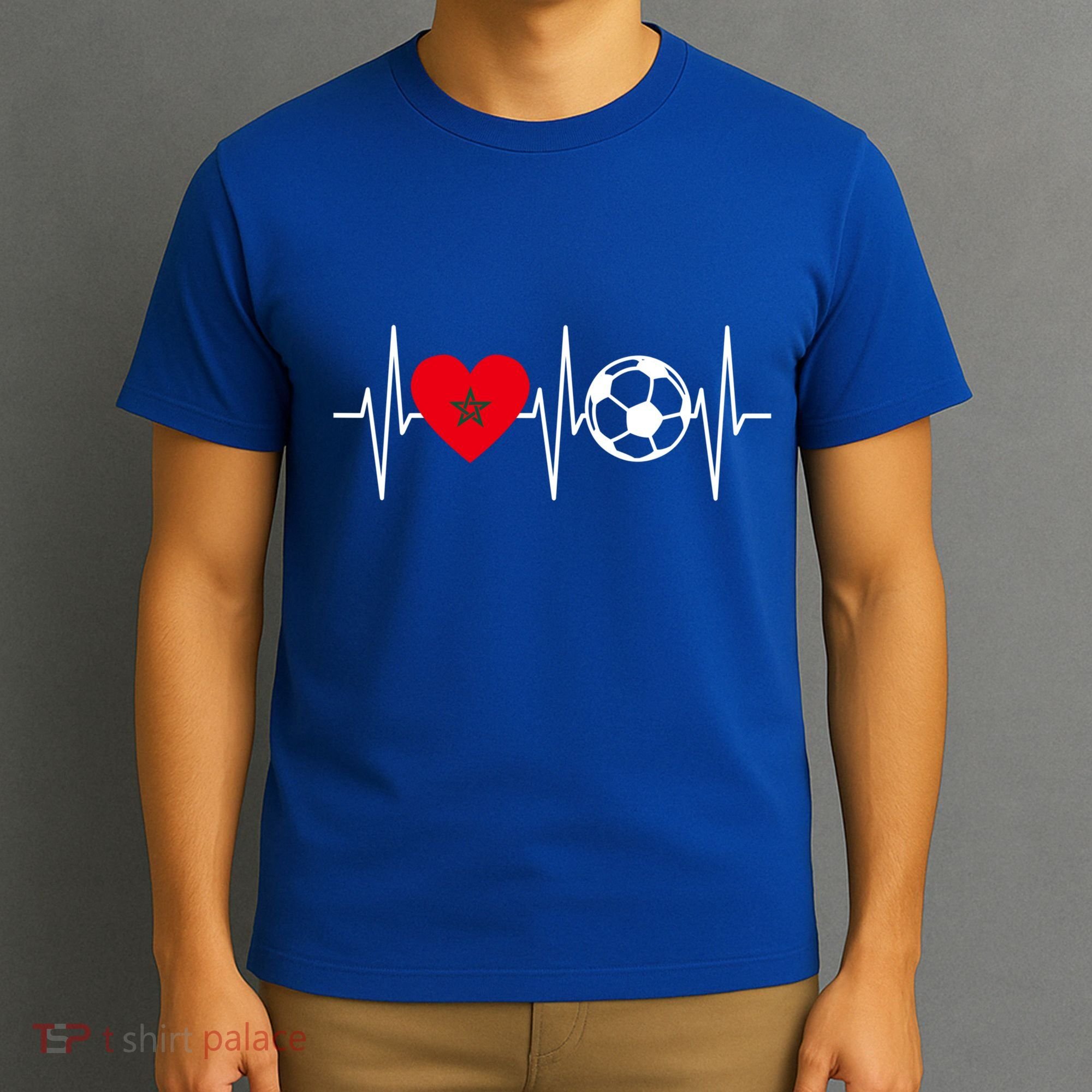 Morocco Soccer Gift Funny Soccer Heartbeat Moroccan Gift T-Shirt