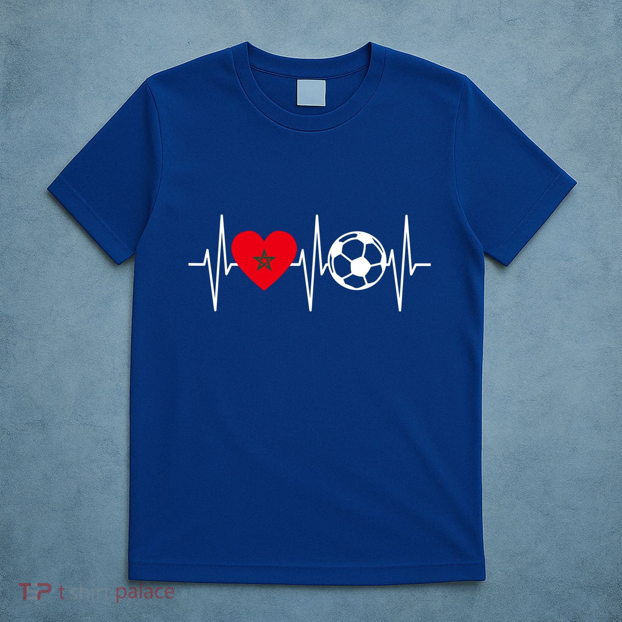 Morocco Soccer Gift Funny Soccer Heartbeat Moroccan Gift T-Shirt