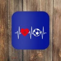 Morocco Soccer Gift Funny Soccer Heartbeat Moroccan Gift Coaster thumb 0